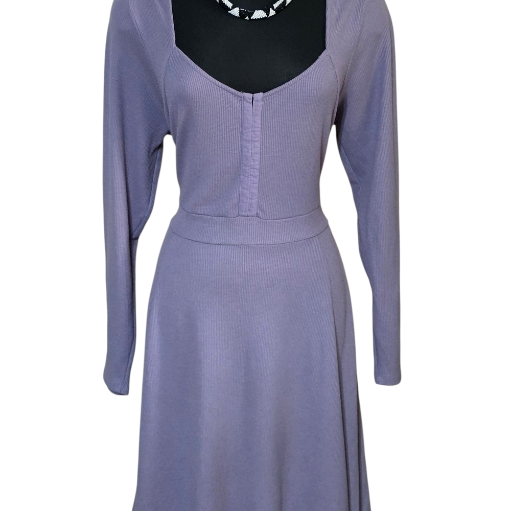 Torrid Lavender Waffle Knit Dress – Scoop Neck Long Sleeve  Size 2 NWOT image 2